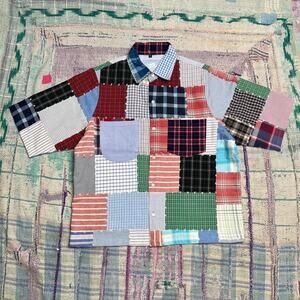 Custom patchwork button up shirt sashiko Medium